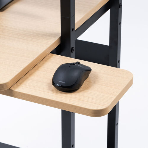 パソコンラック（パソコンデスク・幅65cm・スリムタイプ・木目調・耐荷重100kg・収納棚・キャスター・マウステーブル付き）