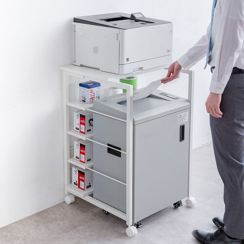 プリンタ台（シュレッダー収納ラック・プリンタラック・マルチラック・オープンラック・キャスター付・棚付・幅60cm×奥行60cm×高さ90cm）