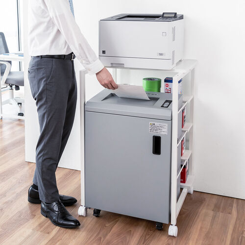 プリンタ台（シュレッダー収納ラック・プリンタラック・マルチラック・オープンラック・キャスター付・棚付・幅60cm×奥行60cm×高さ90cm）