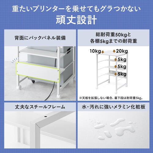 プリンタ台（シュレッダー収納ラック・プリンタラック・マルチラック・オープンラック・キャスター付・棚付・幅60cm×奥行60cm×高さ90cm）