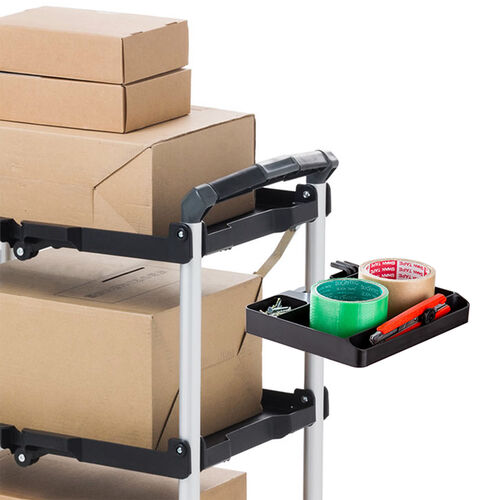 小物トレー（支柱取付け・丸パイプ・支柱径25～40mm・モニターアーム・三脚・ツールワゴン・台車・テレビスタンド・リモコン・モバイルバッテリー・収納・小物入れ・簡単取り付け・ブラック）