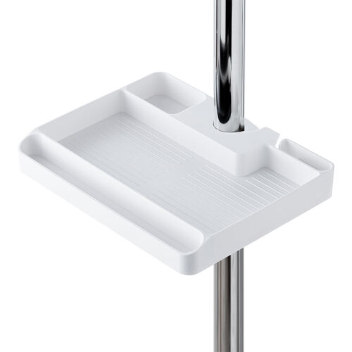 小物トレー（支柱取付け・丸パイプ・支柱径25～40mm・モニターアーム・三脚・ツールワゴン・台車・テレビスタンド・リモコン・モバイルバッテリー・収納・小物入れ・簡単取り付け・ホワイト）