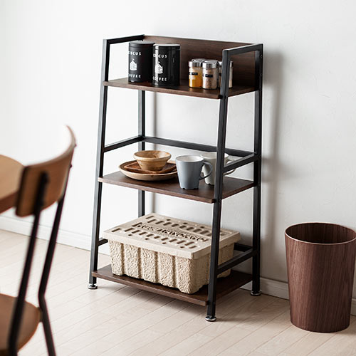 オープンラック シェルフラック 木製 3段 オープンシェルフ スチール脚