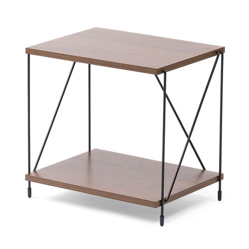 オープンラック（ワイヤーラック・2段・簡単組み立て・ネジなし・工具不要・ダークブラウン・木目調・幅42×奥行き31×高さ38.7cm）