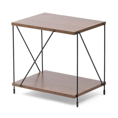 オープンラック（ワイヤーラック・2段・簡単組み立て・ネジなし・工具不要・ダークブラウン・木目調・幅42×奥行き31×高さ38.7cm）