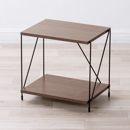 オープンラック（ワイヤーラック・2段・簡単組み立て・ネジなし・工具不要・ダークブラウン・木目調・幅42×奥行き31×高さ38.7cm）