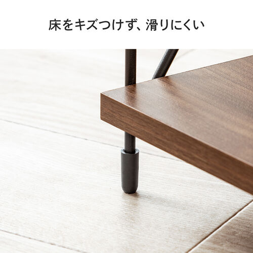 オープンラック（ワイヤーラック・2段・簡単組み立て・ネジなし・工具不要・ダークブラウン・木目調・幅42×奥行き31×高さ38.7cm）