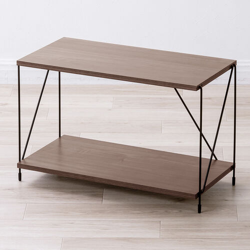 オープンラック（ワイヤーラック・2段・簡単組み立て・ネジなし・工具不要・ダークブラウン・木目調・幅62×奥行き31×高さ38.7cm）