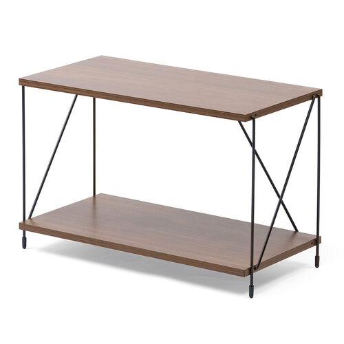 オープンラック（ワイヤーラック・2段・簡単組み立て・ネジなし・工具不要・ダークブラウン・木目調・幅62×奥行き31×高さ38.7cm）