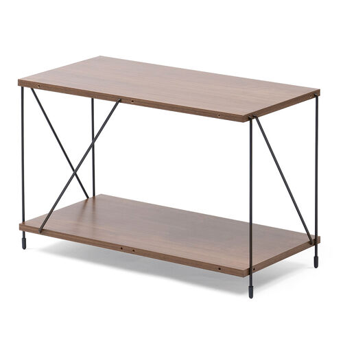 オープンラック（ワイヤーラック・2段・簡単組み立て・ネジなし・工具不要・ダークブラウン・木目調・幅62×奥行き31×高さ38.7cm）