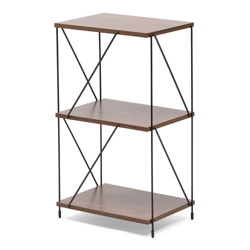 オープンラック（ワイヤーラック・3段・簡単組み立て・ネジなし・工具不要・ダークブラウン・木目調・幅42×奥行き31×高さ71.3cm）