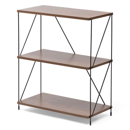 オープンラック（ワイヤーラック・3段・簡単組み立て・ネジなし・工具不要・ダークブラウン・木目調・幅62×奥行き31×高さ71.3cm）