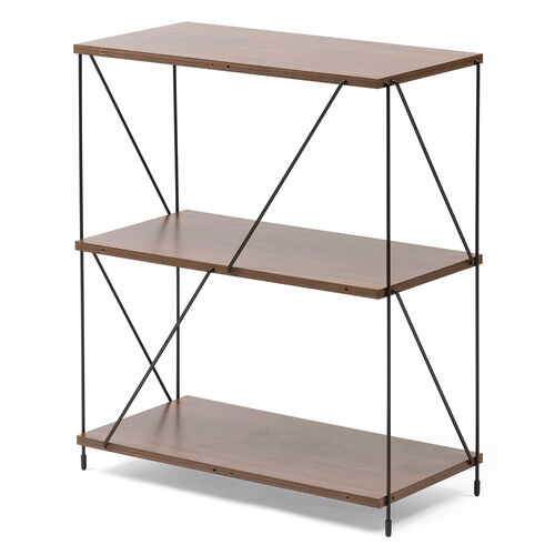 オープンラック（ワイヤーラック・3段・簡単組み立て・ネジなし・工具不要・ダークブラウン・木目調・幅62×奥行き31×高さ71.3cm）