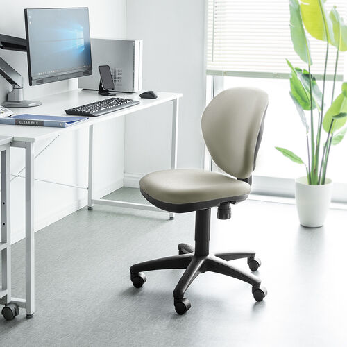 オフィスチェア（事務椅子・コンパクト・シンクロロッキング・CLASS4ガスシリンダー・キャスター付き・ガス圧昇降・ベージュ）