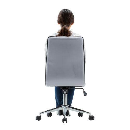 シンプルデザインチェア（グレー・ホテル用・ミドルバック・PUレザー・ロッキング・おしゃれ）