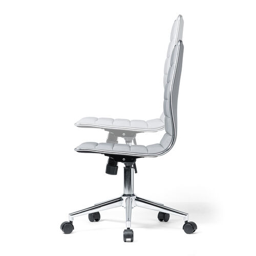 シンプルデザインチェア（グレー・ホテル用・ミドルバック・PUレザー・ロッキング・おしゃれ）