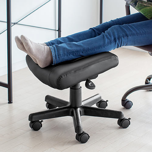 オットマン リラックス足置き台 ストッパー付きキャスター仕様 角度調節機能付き PUレザー製 ブラック