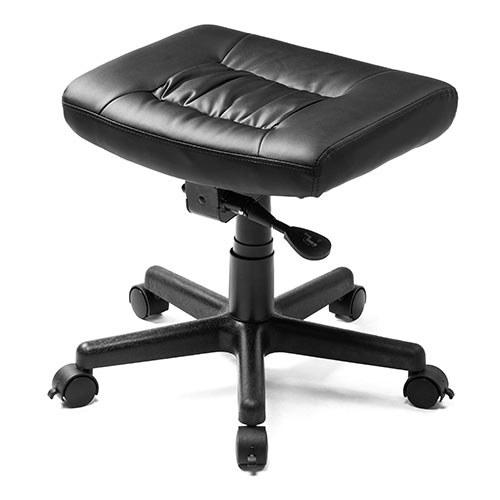 オットマン リラックス足置き台 ストッパー付きキャスター仕様 角度調節機能付き PUレザー製 ブラック