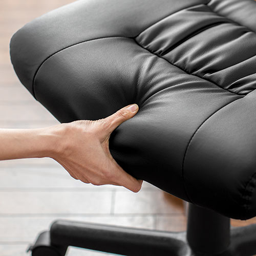 オットマン リラックス足置き台 ストッパー付きキャスター仕様 角度調節機能付き PUレザー製 ブラック