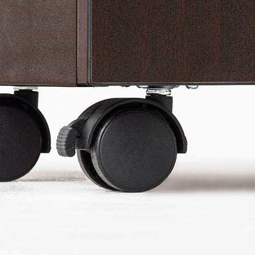 木製デスクワゴン（引き出し2段・スライドトレイ・天板収納・木製・チェスト・キャビネット・キャスター付き）