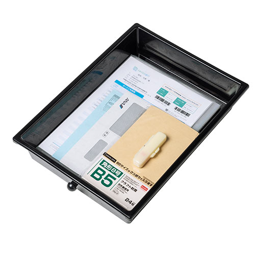 デスクワゴン（キャスター付・キャビネット・サイドワゴン・樹脂トレー・6段・収納・整理・ブラック）