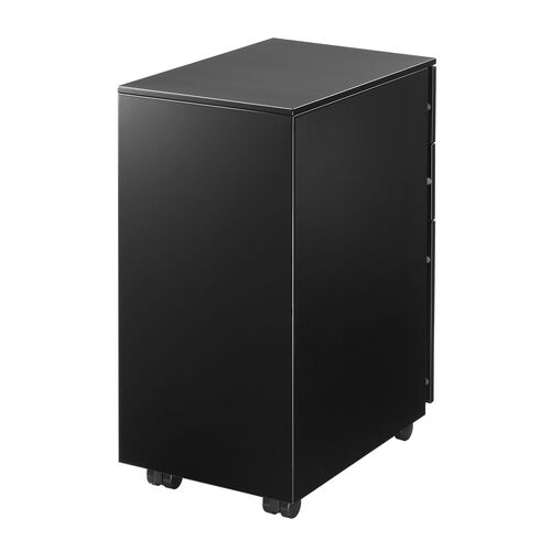 デスクワゴン（キャビネット・3段・幅30cm・奥行き45cm・高さ60cm・鍵付き・一括ロック・スチール・ブラック）