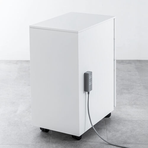 デスクワゴン（キャビネット・3段・幅30cm・奥行き45cm・高さ60cm・鍵付き・一括ロック・スチール・ホワイト）