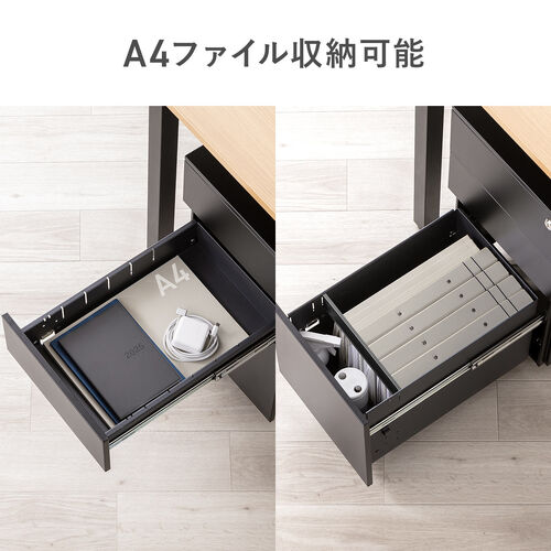 デスクワゴン（キャビネット・3段・幅30cm・奥行き45cm・高さ60cm・鍵付き・一括ロック・スチール・ホワイト）