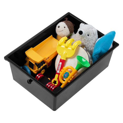 デスクワゴン（樹脂トレー・4段・キャビネット・キャスター付き・サイドワゴン・A4サイズ対応・ブラック）