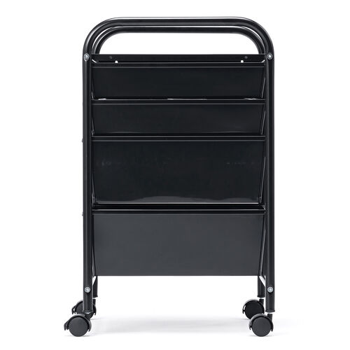 デスクワゴン（樹脂トレー・4段・キャビネット・キャスター付き・サイドワゴン・A4サイズ対応・ブラック）