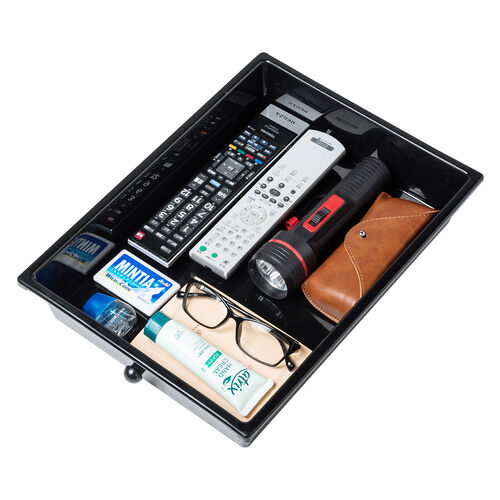 デスクワゴン（樹脂トレー・4段・キャビネット・キャスター付き・サイドワゴン・A4サイズ対応・ブラック）