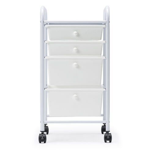 デスクワゴン（樹脂トレー・4段・キャビネット・キャスター付き・サイドワゴン・A4サイズ対応・ホワイト）