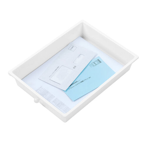 デスクワゴン（樹脂トレー・4段・キャビネット・キャスター付き・サイドワゴン・A4サイズ対応・ホワイト）