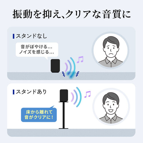 スピーカースタンド（フロアー用・大型スピーカー向け・2本セット・高さ調整・56～100cm・天板サイズ23×23cm・スパイク型アジャスター付き・角度調整・耐荷重15kg・金属製・ブラック）