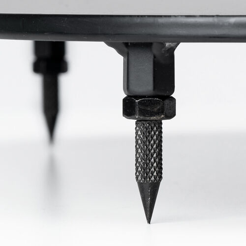 スピーカースタンド（天然木デザイン・耐荷重10kg・高さ78cm・スパイク型アジャスター付き・ペア・2本セット・金属製・フロアスタンド・ブラック＆木目）