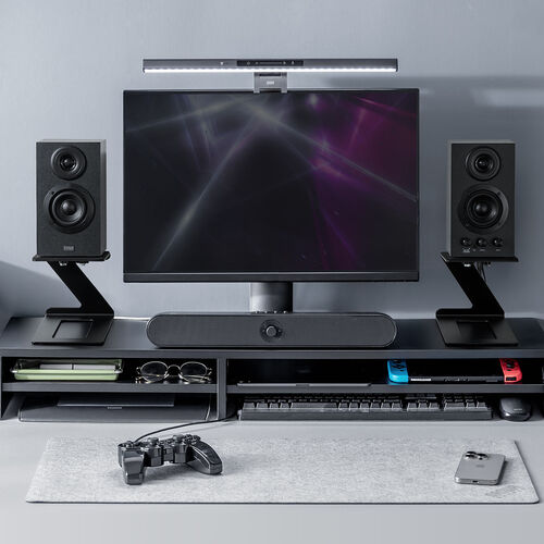 スピーカースタンド（卓上・小型・据え置き・高さ15cm・奥行調整可能・耐荷重約5kg・傾斜6度・スピーカー台・組み立て不要・2台1組）