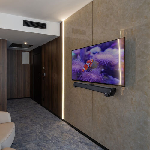 サウンドバー壁掛けスタンド（耐荷重15kg・長さ/奥行 調整可能・取り付け金具・ブラケット・汎用 2個セット）