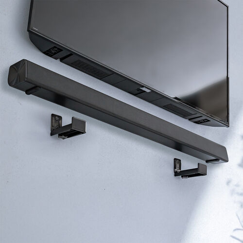 サウンドバー壁掛けスタンド（耐荷重15kg・長さ/奥行 調整可能・取り付け金具・ブラケット・汎用 2個セット）