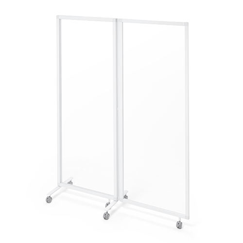 パーティション（衝立・折りたたみ式・プライバシー・3連・アクリル・クリア透明・360°回転・キャスター・アルミ・高さ160cm）