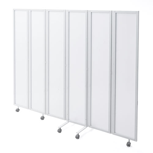 パーティション（間仕切り・6連・半透明・キャスター付・折りたたみ可能・高さ160cm）
