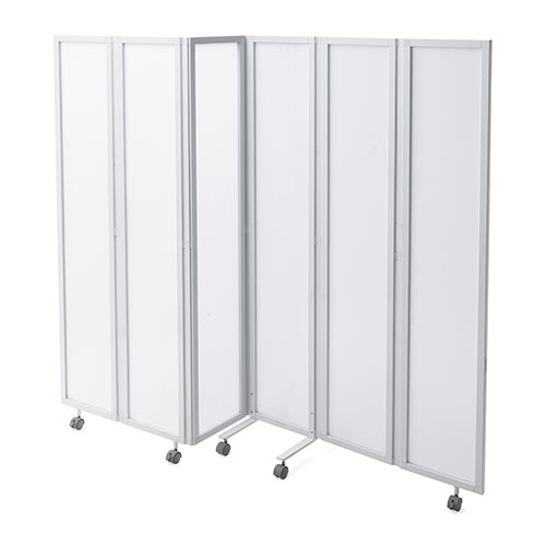 パーティション（間仕切り・6連・半透明・キャスター付・折りたたみ可能・高さ160cm）