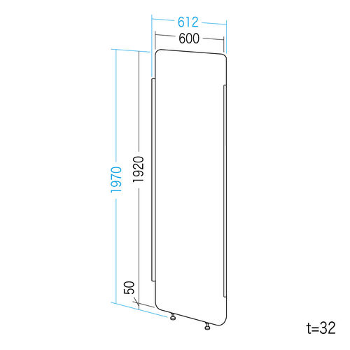 吸音パネル（フェルト・アジャスター付・幅61.2cm・高さ192cm・グレー）
