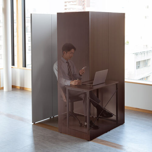 ワークブース（個室ブース・ボックス・自宅・WEB会議・木製・ダークブラウン） SPT030M