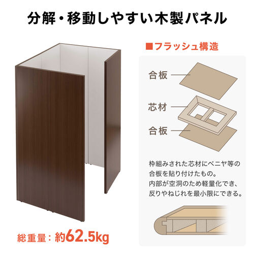 ワークブース（個室ブース・ボックス・自宅・WEB会議・木製・ダークブラウン） SPT030M