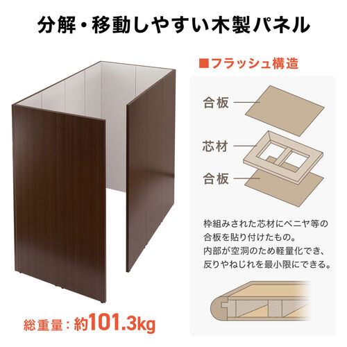 ワークブース（個室ブース・ボックス・自宅・WEB会議・木製・ダークブラウン） SPT031M