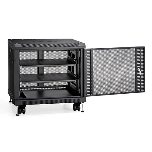 機器収納ボックス（HUB・データセンター・ルーター・NAS・鍵・扉・メッシュ・セキュリティ・キャスター・アジャスター・棚）100-SV012