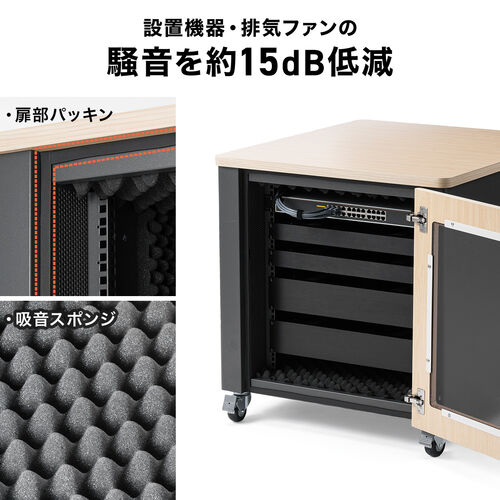 防音ラック（騒音低減ラック・19インチ・12U・小型・AVシステム・音響機器・奥行78.2cm・高さ72.6cm）
