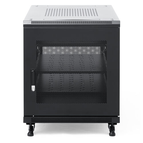 【アウトレット】サーバーラック（19インチ・小型・12U・奥行100cm・メッシュパネル・棚板×2枚・スライド棚×1枚付き）