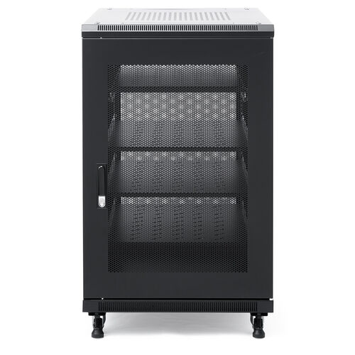 サーバーラック（19インチ・中型・18U・奥行100cm・メッシュパネル・棚板×3枚・スライド棚×1枚付き）