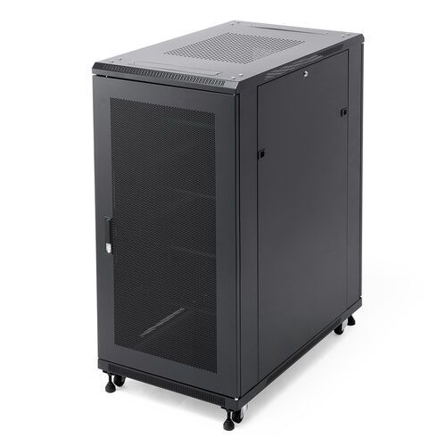 サーバーラック（19インチ・データセンター・中型・24U・奥行100cm・メッシュパネル・棚板×3枚・スライド棚×1枚付き）